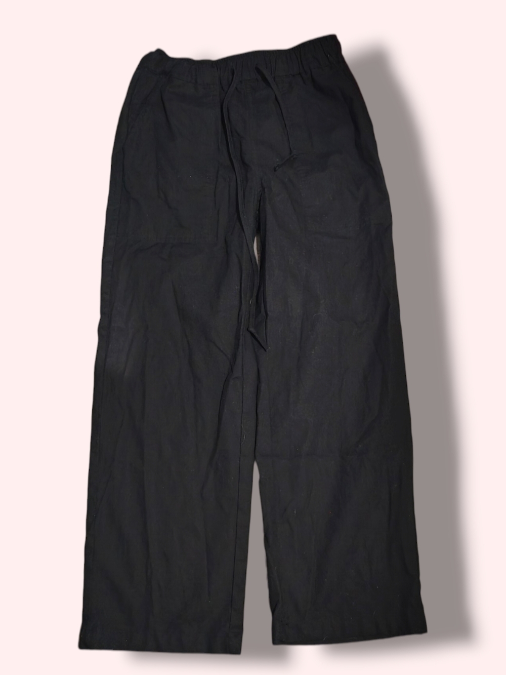 Women's Black Wide-Leg Drawstring Trousers